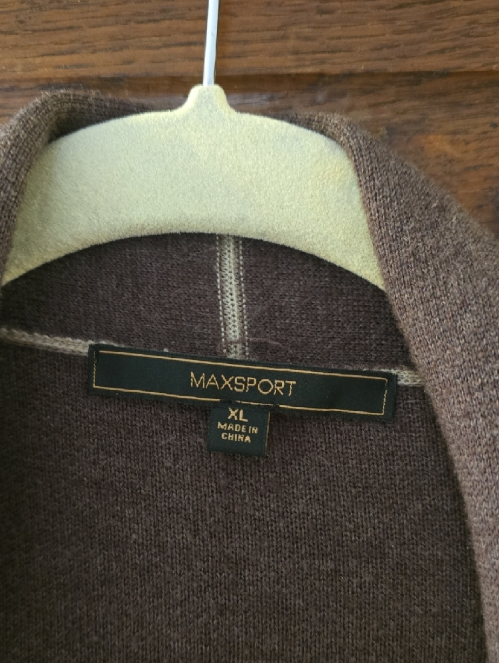 Max Sport Two-Tone Cardigan with Leopard Patch Pockets - Brown & Cream - Picture 2 of 4